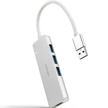 Nanocable Hub USB 3.0 a 4xUSB-A Plata Aluminio 18cm